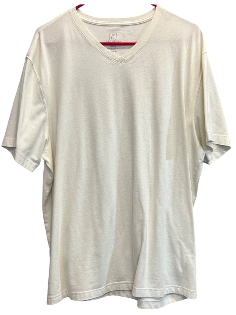 George Mens White V-Neck T-Shirt Size XL Short Sleeve Tee